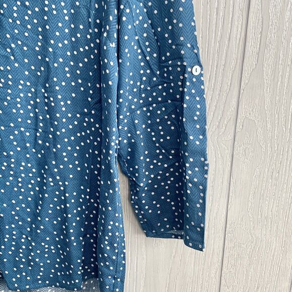 Daniel Rainn Blue Polka Dot 3/4 Sleeve Top Size PXS NWT - Picture 3 of 5